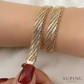 دستبند طرح جلفایی 10 میل با روکش طلا ژوپینگ