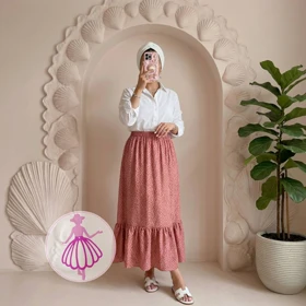 دامن کرپ پفکی بلند شکوفه ریز در رنگبندی متنوع(کد1362)