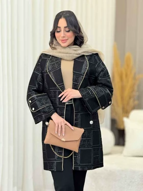 مانتو ژاکارد آستین دو دکمه