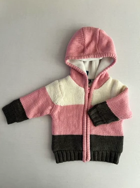 ژاکت بافتنی دخترانه کلاه دار زمستانه20031