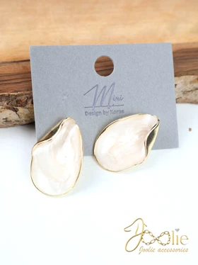 گوشواره زنانه میناکاری مدل مهلا کد E1247 (شیری)