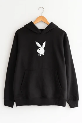 هودی مشکی اسپرت طرح Playboy - فواصل