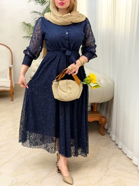 پیراهن بلند دانتل 3549