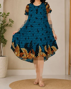 پیراهن زنانه کوتاه خارجی نخی H7618 (سبز)