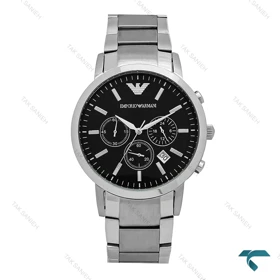 ساعت مردانه امپریو آرمانی سه موتوره استیل صفحه مشکی Armani-6855-G