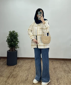 مانتو چهارخونه لینن کنفی 2