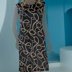 پیراهن زنانه آستین حلقه یقه گرد (طرح زنجیری) بلکس (نیکوتن پوش) کد 15417