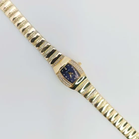 ساعت مچی زنانه باوک Baoke نگین‌دار با موتور کوارتز صفحه مشکی (بند طلایی صفحه سورمه ای)