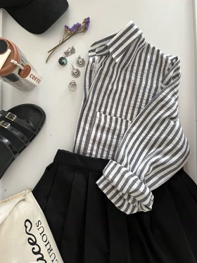 شومیز راه راه لینن زنانه خنک و تابستانی کد 093