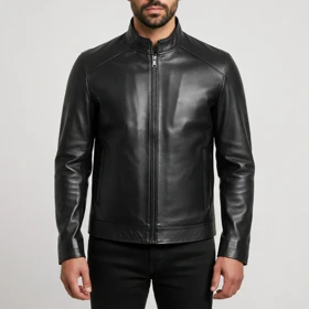 کت چرم مشکی مردانه 185