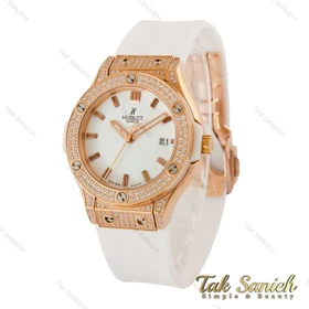 ساعت هابلوت زنانه فول نگین سفید قاب رزگلد Hublot-5134-L
