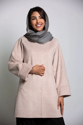 پالتو زنانه فوتر کجراه تک دکمه فانتزی (کرم روشن)