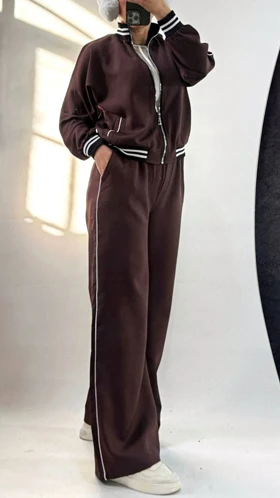 ست سویشرت شلوار مغزی دوری زنانه 879