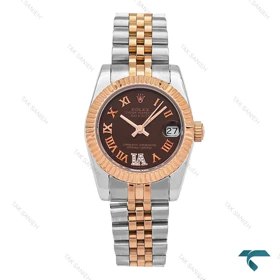 ساعت رولکس زنانه دورنگ رزگلد صفحه قهوه ای Rolex-6895-L