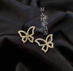 گوشواره پروانه نگین‌دارطرح طلا