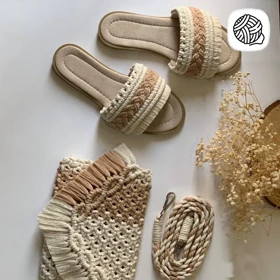 ست کیف و صندل زنانه مکرومه بافی مدل مهسا