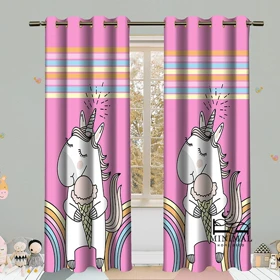 پرده کودک طرح اسب تک شاخ مدل W4627