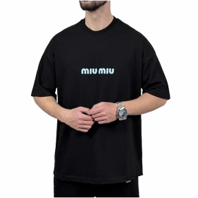 تیشرت آستین کوتاه مردانه مشکی دونخ مدل MIU MIU