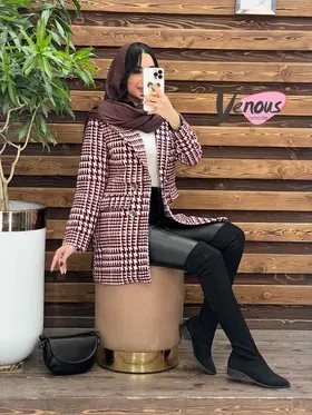 پالتو چهارخونه یقه انگلیسی