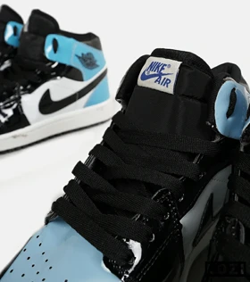 کفش کتانی ساق‌دار مردانه و زنانه آبی سفید مشکی NIKE jordan 1