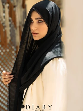 شال نواردوزی توری مشکی