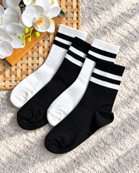 جوراب رینگی سفید مشکی کد 31322