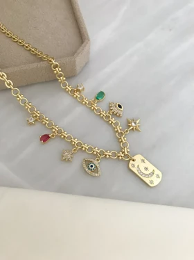گردنبند آویزدار ماه و ستاره و چشم