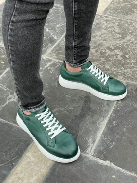 کفش چرم طبیعی روزمره سبز کد sho152