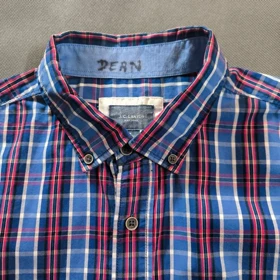 🧡 SIZE XL-L پیراهن نخی چهارخونه کلاسیک مردانه آستین کوتاه اورجینال برند J.C.LANYON استرالیا