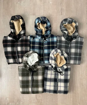 سویشرت چهارخانه کلاهدار 6110