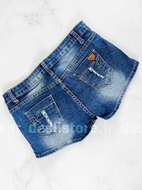 شورتک کوتاه جین کنار طرح دار