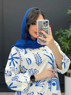 ست مانتو شلوار طرح دار آستین پاگن