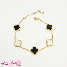 دستبند دخترانه ونکلیف دورو مشکی سفید