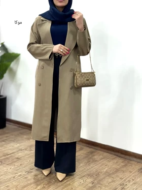 مانتو کتی بلند بزیاق با کمربند مهشید