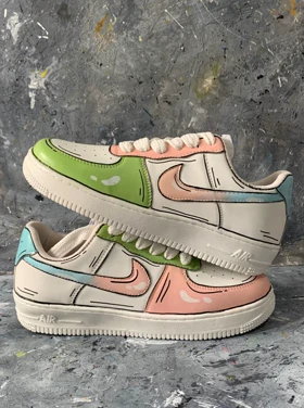 کفش اسپرت کاستوم کتانی ایرفورس air force طرح Pastel Cartoon نایک nike کد 141526