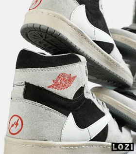 کفش کتانی مردانه و زنانه ساق‌دار طوسی مشکی سفید NIKE travis scott