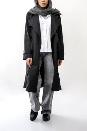 بارانی بلند کمربند دار زنانه