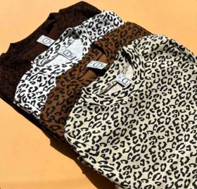 بلوز یقه گرد پلنگی