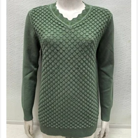 بلوز بافت گپ زنانه ترک طرح برجسته نگین‌دار