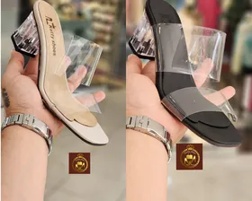 صندل طلقی زنانه پاشنه 5 سانت شیشه ای