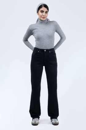 شلوار واید جین مشکی زنانه