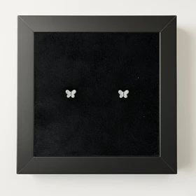 پیرسینگ نقره گوش طرح پروانه نگین‌دار (جفت)