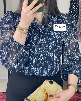 شومیز آستین پفی طرح‌دار