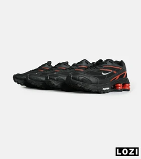 کفش کتانی مردانه مشکی قرمز نایک NIKE x SUPREME shox ride 2