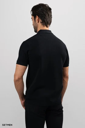 تیشرت یقه نیم زیپ سوزنی ساده