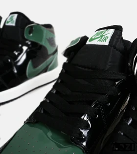 کفش کتانی ساق‌دار مردانه و زنانه مشکی سبز ورنی NIKE jordan 1
