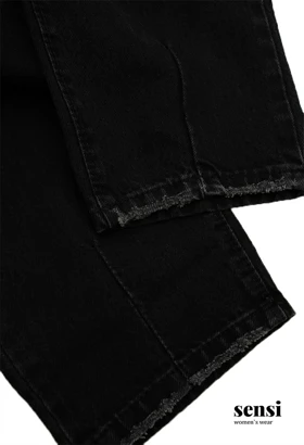 شلوار جین مام استایل ذغالی سایز بزرگ کد1000493