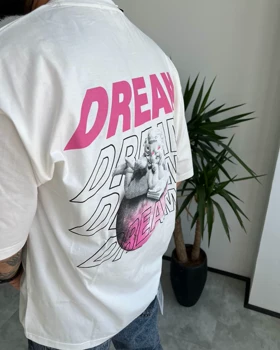 تیشرت یقه گرد DREAM رنگ سفید
