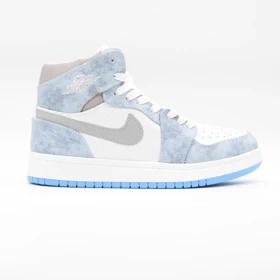 کتانی جردن 1 ساق‌دار سفید آبی کد 6696