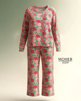 لباس راحتی زنانه سایز بزرگ طرح گل‌های صورتی